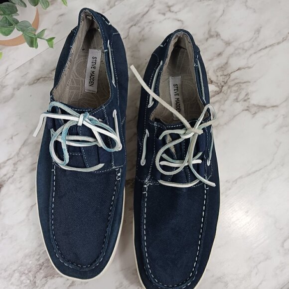 STEVE MADDEN Welinton men\'s moccasin blue leather shoes size 13 main image 4